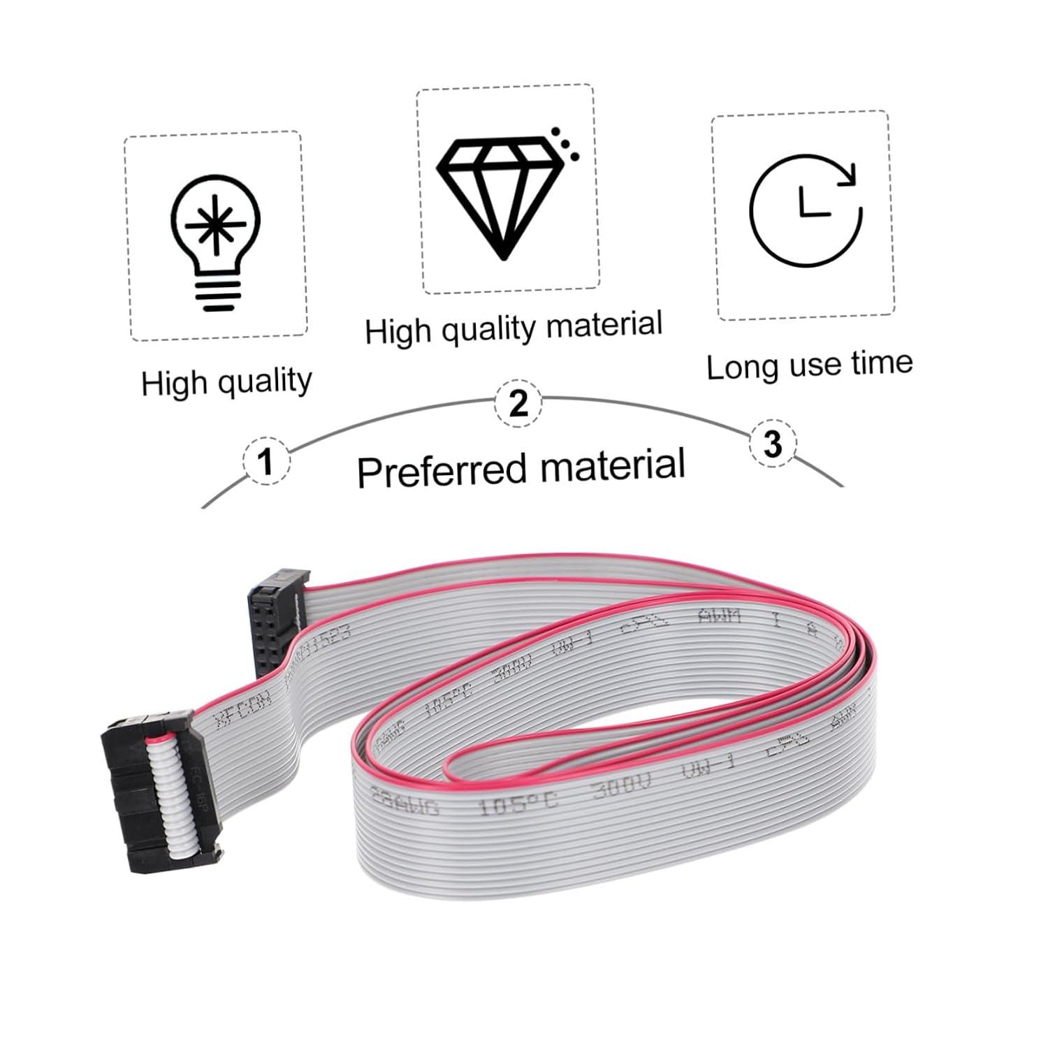 MERRYHAPY 4pcs Gray Flat Ribbon Cable Connector Pin Pitch Reusable Wiring for Custom Cable Projects for Testing Equipment and Circuit Experiments