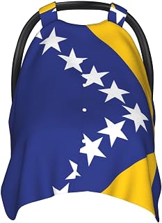 Flag of Bosnia and Herzegovina Infant Car Seat Sunshade Designed to Shield Newborns from Sun or Wind
