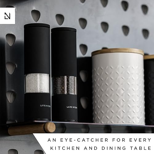 Miniatura 6 de LARS NYSØM Juego de 2 molinillos de sal y pimienta manuales con molinillo de cerámica ajustable desde grueso a fino I juego de molinillos de