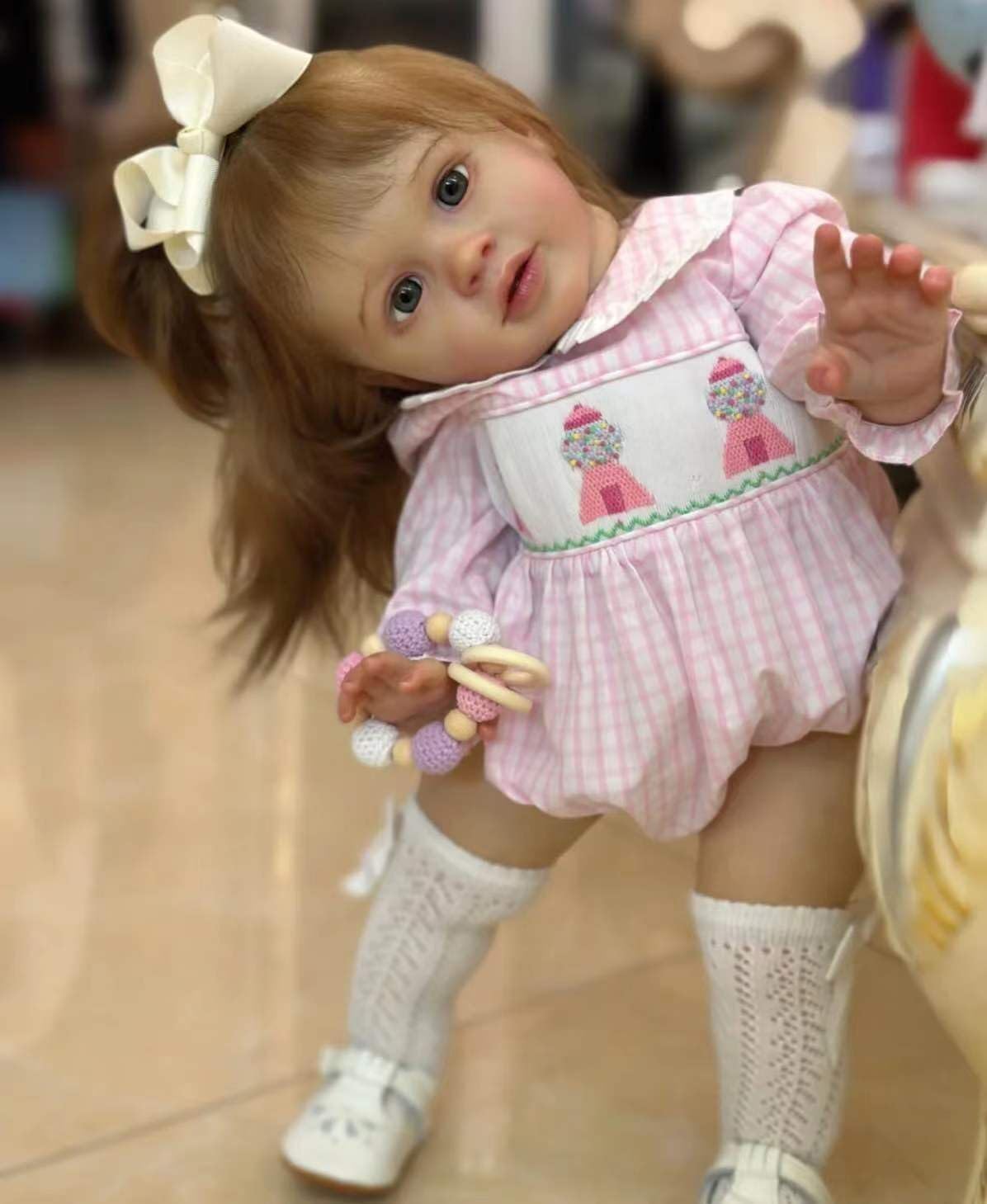 Reborn Toddler Dolls Girl Brown Hair 26 Inch Big Size Realistic Reborn Baby Dolls Soft Cloth Body Real Life Toddler Doll Lifelike Baby Doll with Toy Accessories