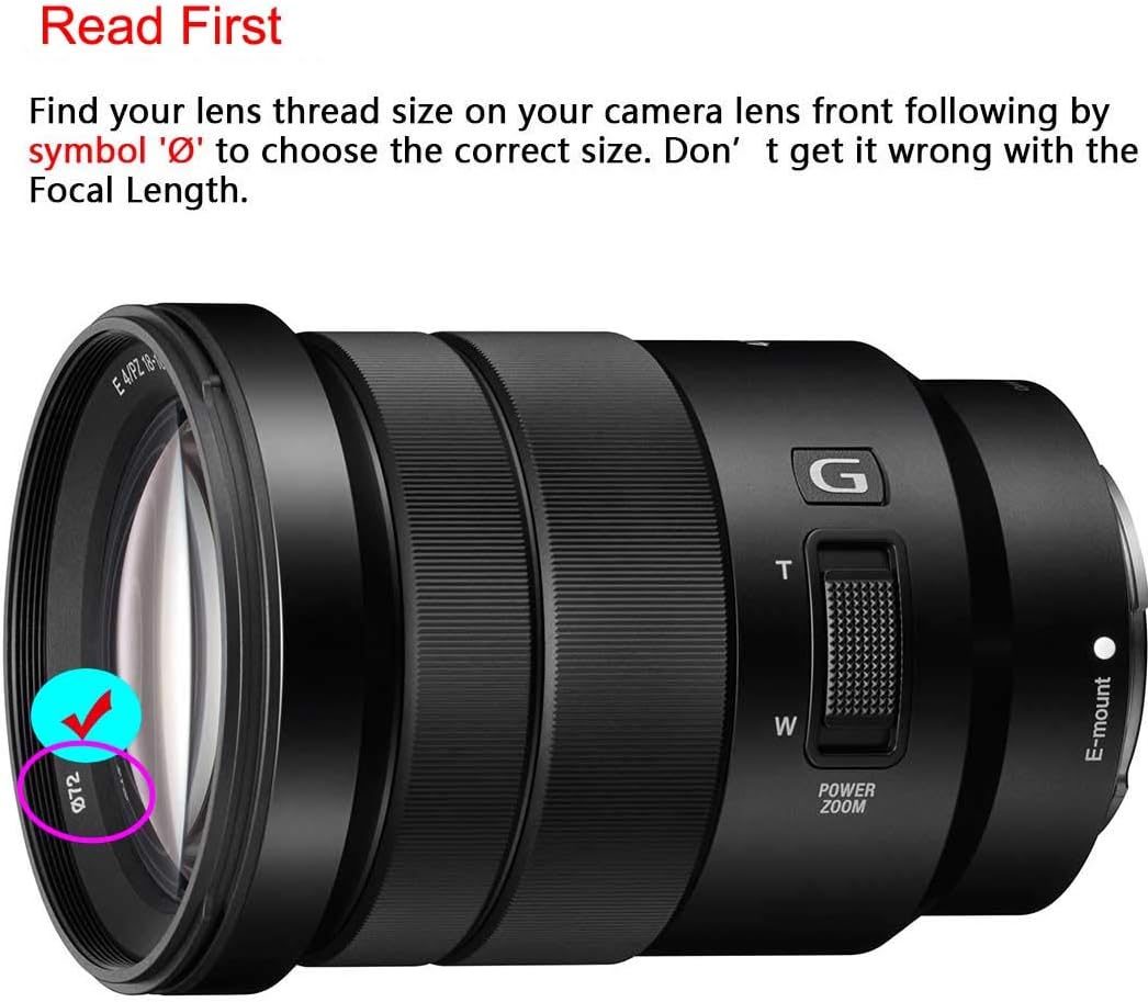 72mm Lens Cap Cover with Keeper for Sony E PZ 18-105mm F4 G OSS Lens for Sony Alpha a6600 a6500 a6400 a6300 a6100 a6000 a5100 a5000 Camera,ULBTER Lens Cap & Lens Cover Leash- 2 Pack