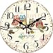 Grazing 12" Cute Cartoon Vintage Owl Design Arabic Numerals Rustic Country Tuscan Style Wooden Decorative Round Wall Clock (Owl 02)