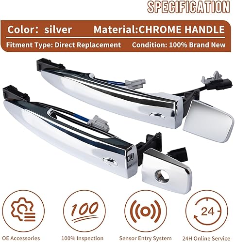 Miniatura 2 de PAIMOHO Manija de puerta exterior para Nissan Maxima Sentra Murano Leaf Manija de puerta cromada delantera izquierda y derecha inteligente con