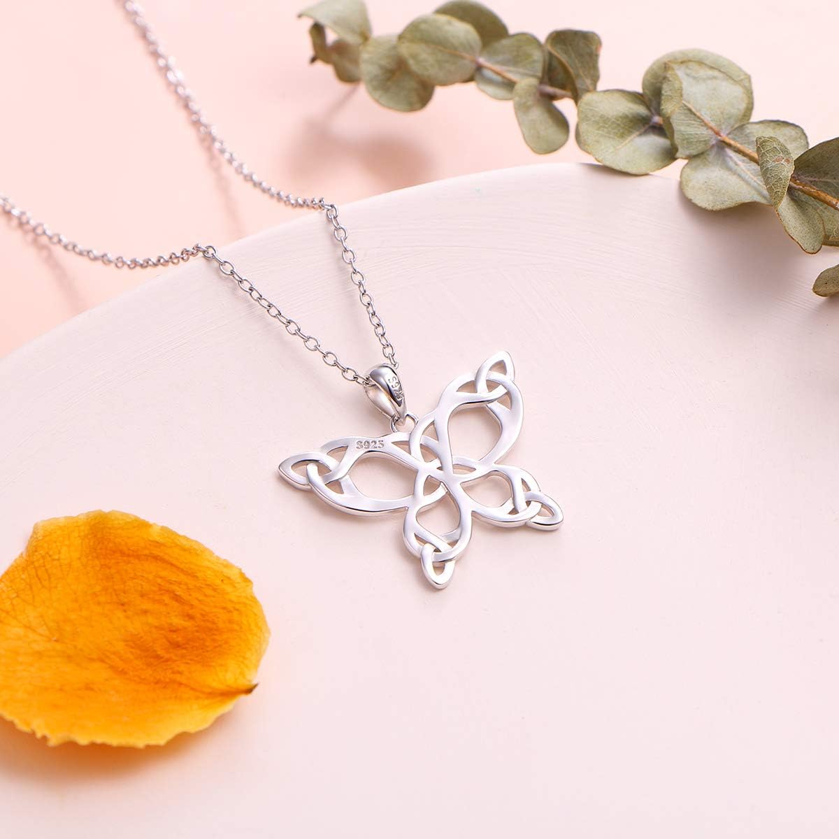 DAOCHONG 925 Sterling Silver Good Luck Irish Jewelry Celtic Knot Pendant Necklaces for Women