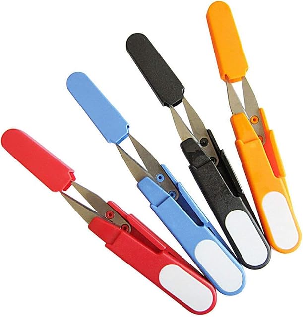 ISKYBOB 4 Pack Sewing Scissors Clippers, Embroidery Thrum Yarn Fishing Thread Beading Cutter, Mini Small Snips Trimming Nipper,DIY Supplies,Random Color