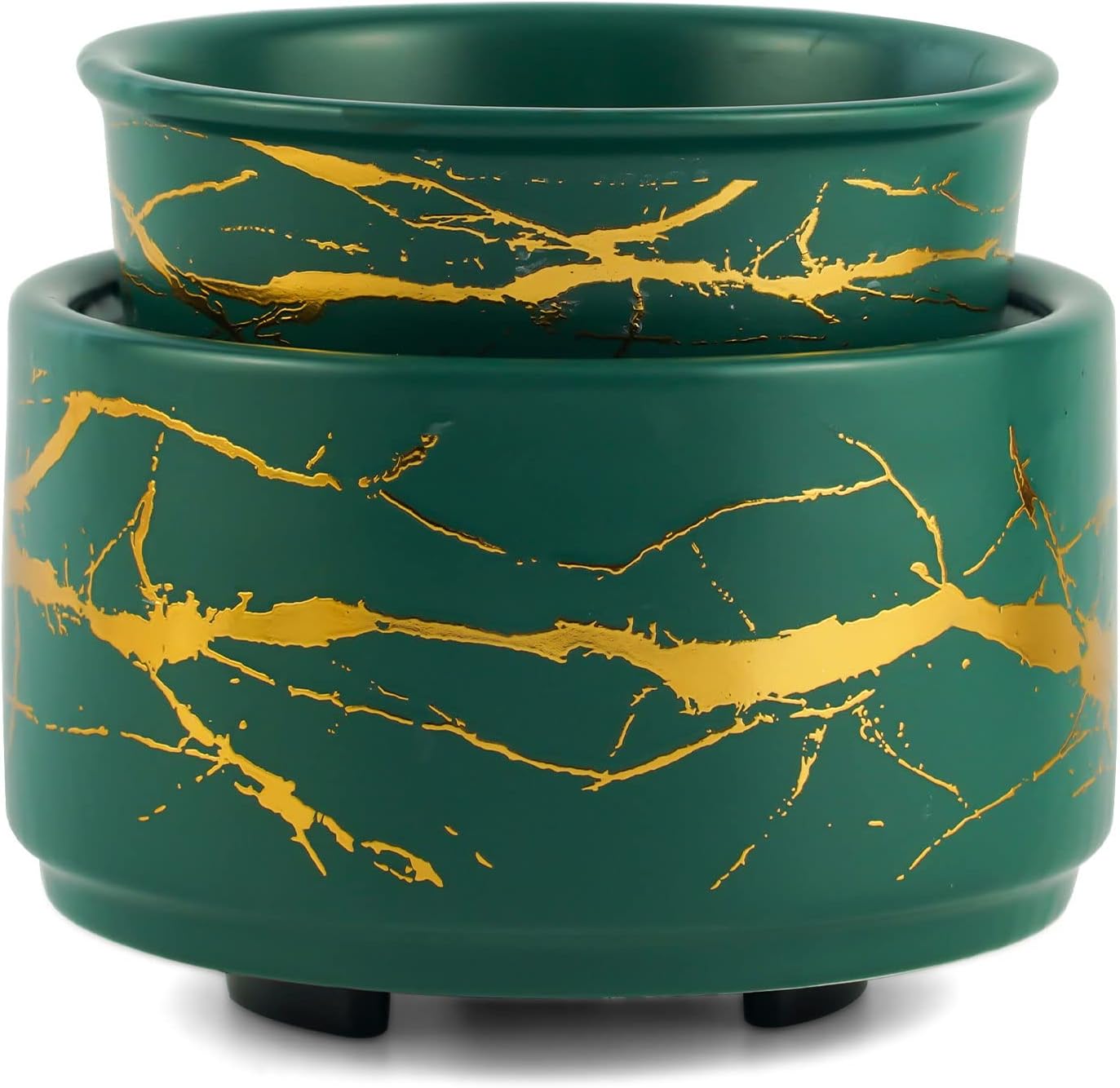 PALANCHY Wax Melt Warmer Ceramic 2-in-1 Oil Burner Electric Candle Wax Warmer Burner Melter Fragrance Warmer for Scented Waxs Home Office Bedroom Aromatherapy Gift& Décor (Green Gold)