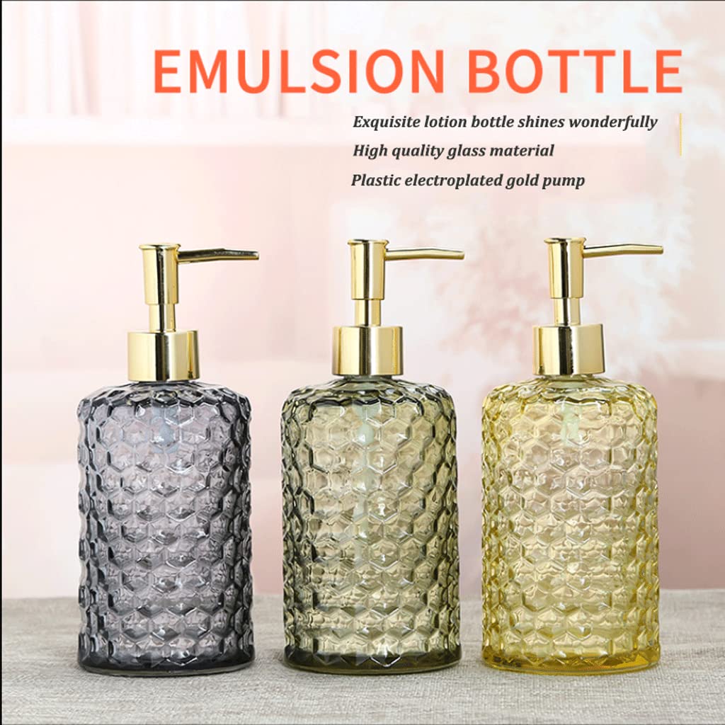 Dispenser di Sapone in Vetro da 17 once/500 ml, Dispenser di Sapone Liquido Ricaricabile ad Alta capacità per Le Mani, per Ripiani del Bagno della Cucina, flacone con po