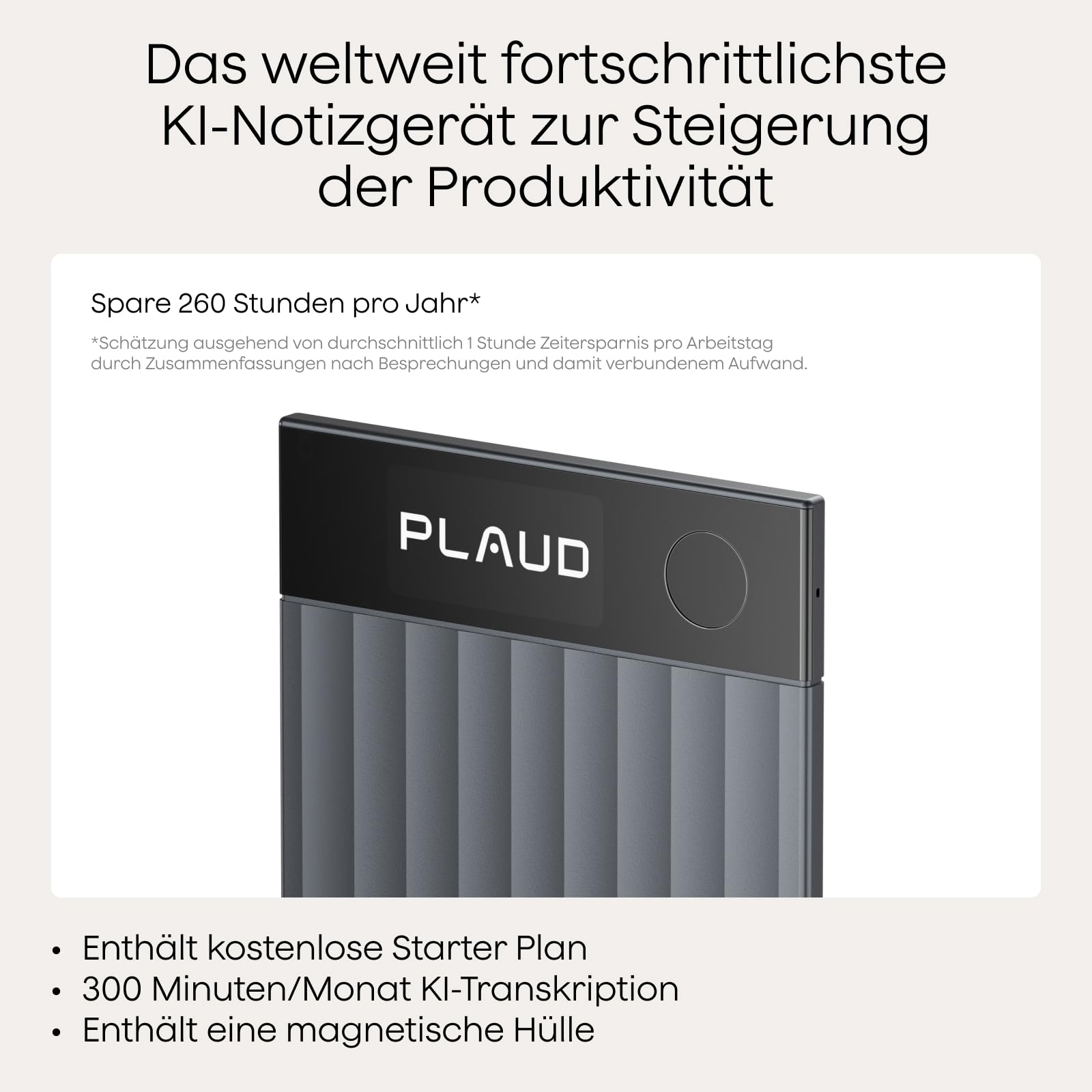 Plaud Note Pro KI Digitales Diktiergerät Aufnahmegerät mit KI Schreibfunktion und Zusammenfassen für Profis & Teams