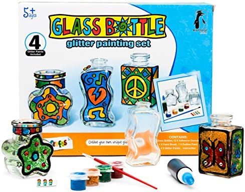 DIY Painting Stained Glass Bottles, Arts and Crafts Kit for Adults and Kids, Paint Glass Decorative Bottles, Paint Your Own Vase Craft Set, Complete Craft Project for Boys and Girls of All Ages