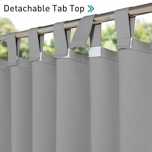 Miniatura 3 de NICETOWN - 2 paneles de cortinas para patio al aire libre, impermeables, 84 de largo, desmontables, con pestañas adhesivas, parte superior,
