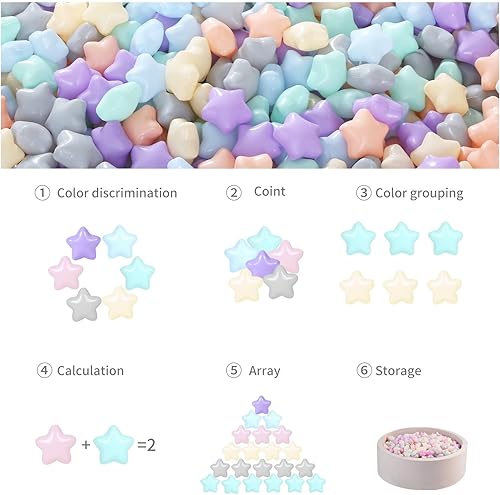 Miniatura 9 de GOGOSO 100 Bolas para corral de bolas con estrellas - Bolas de plástico suave rosadas, sin ftalatos, sin BPA, pelotas de juego para piscina de