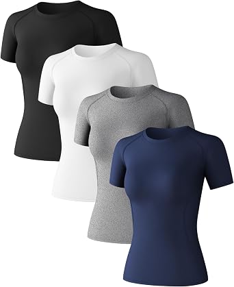 CL convallaria Womens Compression Shirt Short Sleeve Workout Yoga Top | Athletic t-shirts. Lightweight, soft, cooling, moisture-wicking, quick drying base layer. Ideal for gym, running and sports