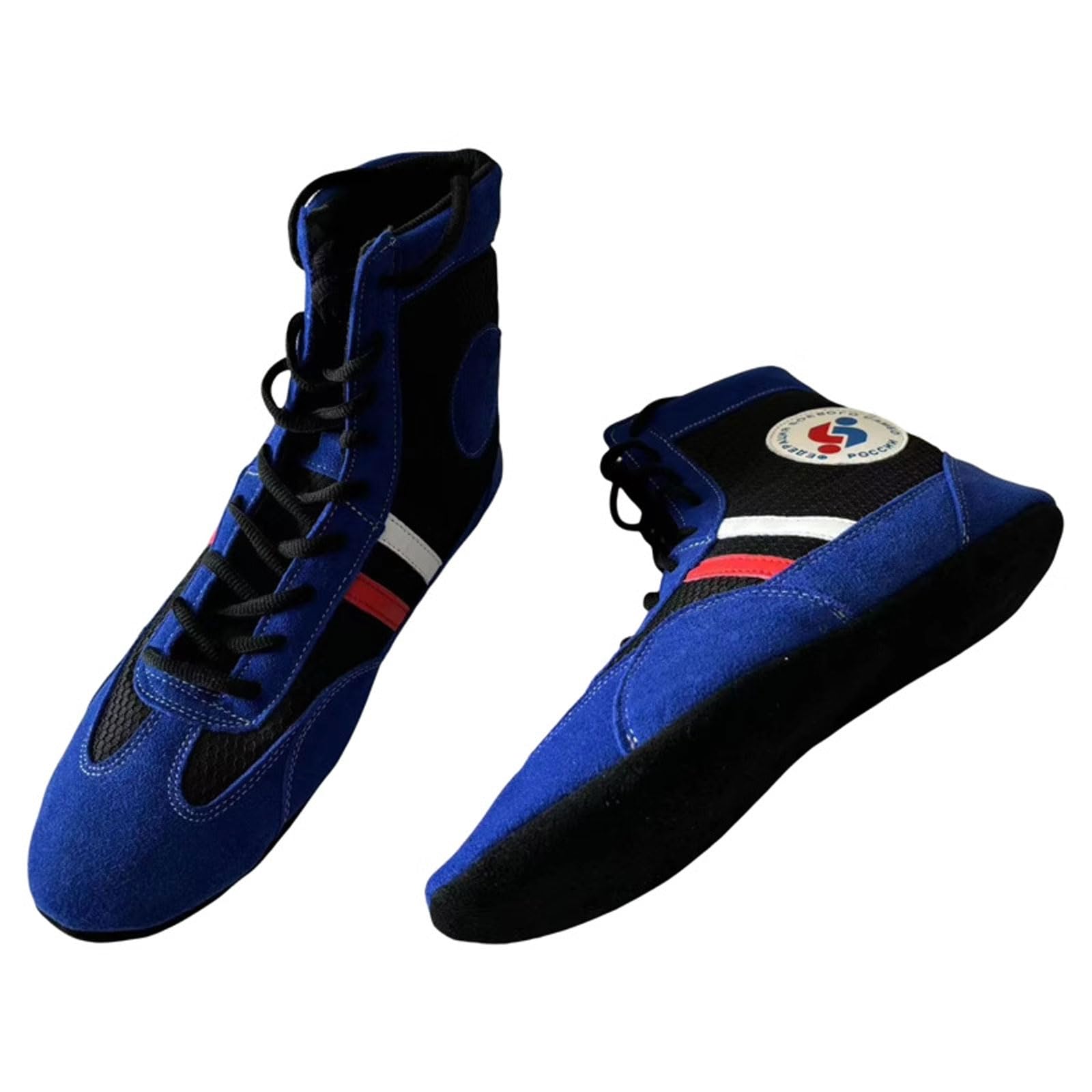 Scarpe Interni da Sambo, Scarpe Quality Suede, Scarpe Judo Scarpe da Wrestling Stile Leggere Adulto,Scarpe per Esercizi con Pesi Palestra,Calzature con Suola Morbida, Colore: Blu, 30-46 EU
