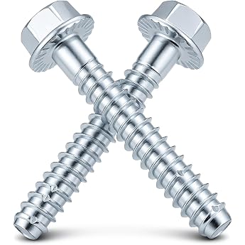 Pack of 25 Concrete Screws Without Dowels M6 x 50 mm Masonry Screws without Dowels Galvanized Concrete Screws Hex Head Screws Set with Flange for Masonry Concrete Architecture Industry