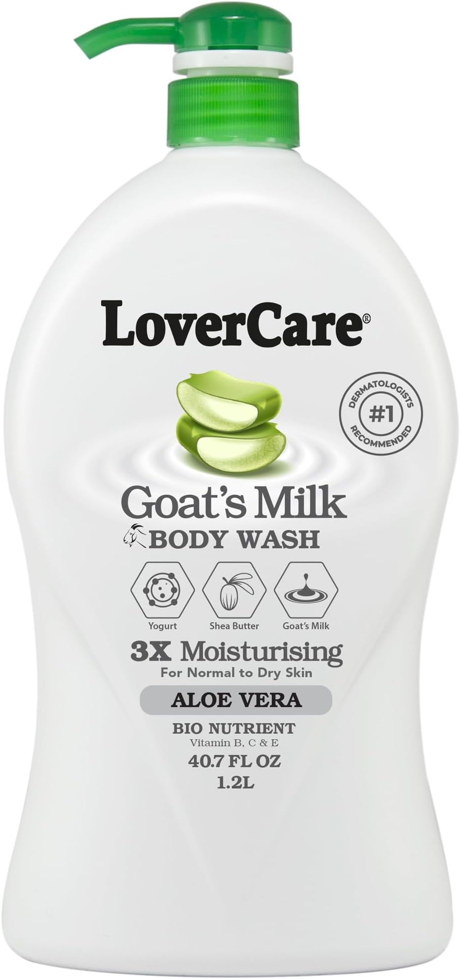 LoverCare Goat's Milk Moisturizing Body Wash Shower Cream Shower Gel Aloe Vera 40.7 Fl.Oz