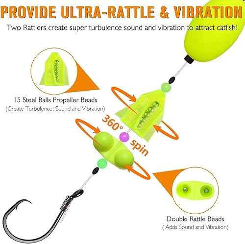 Vista 33 de Dovesun Catfish Rigs Santee Rig Catfish Float Rigs Circle Hooks 5/0 6/0 8/0 Catfishing Tackle 3pcs/6pcs Flotador de puros 8/0 gancho * 6 piezas