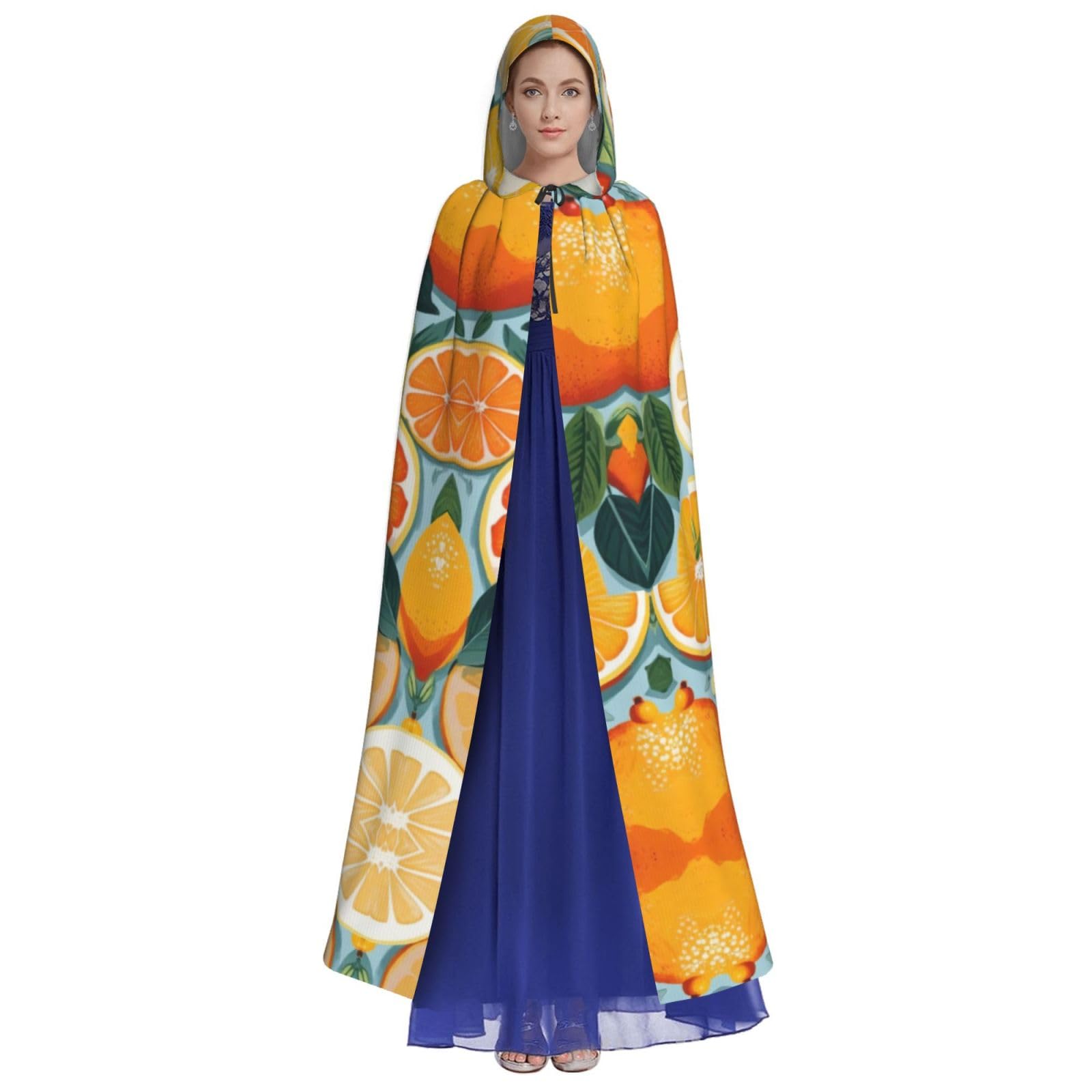 LIXLZH citrus fruit pattern Print Hooded Cloak Universal Adult Cape Witch Costume Halloween Costumes Carnival Cloak