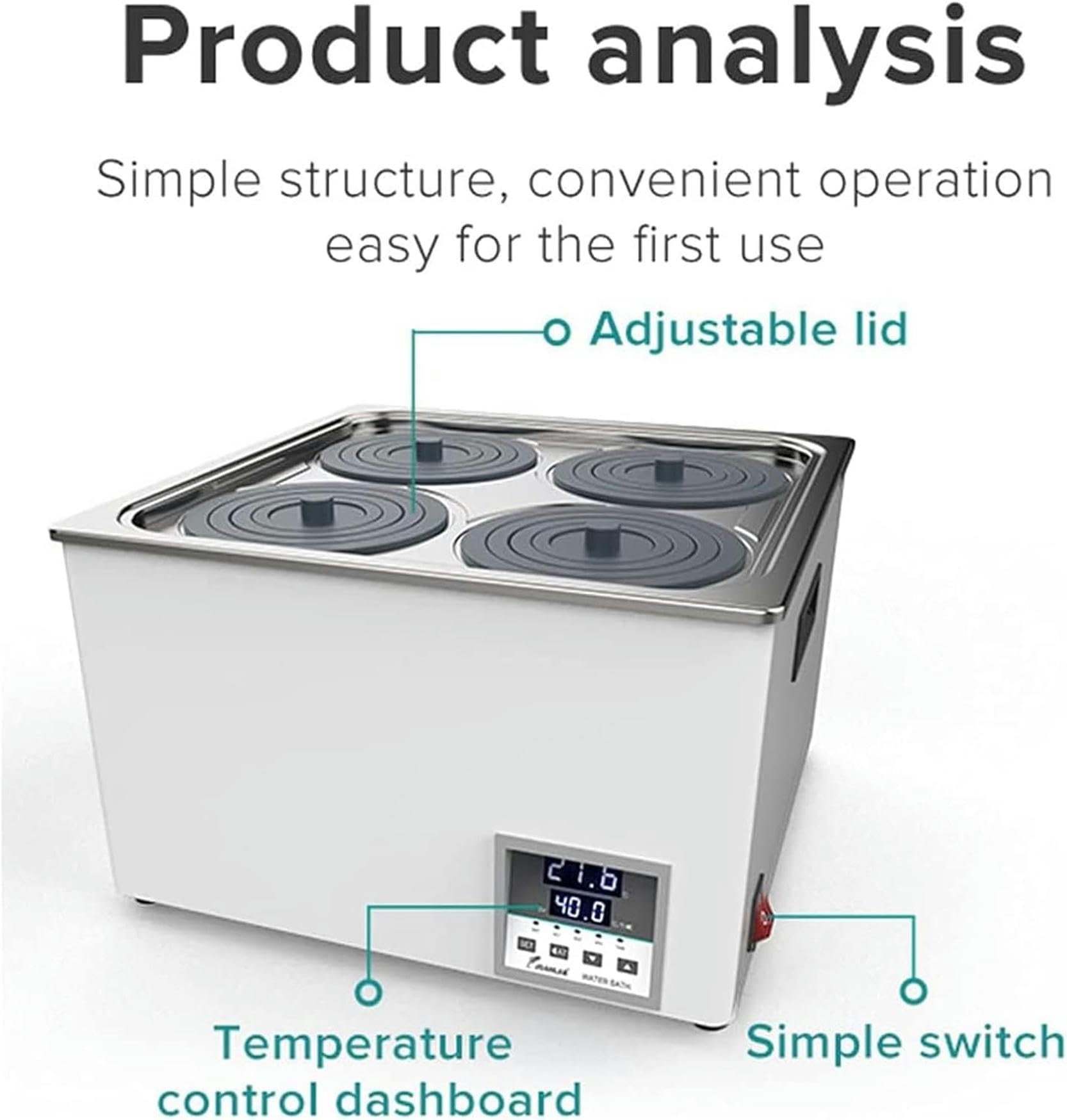 Calentador de temperatura constante para baño de agua de laboratorio, pantalla digital, sincrónico, ciclo térmico de 360°, contracombustión, para investigación médica, biología química, 1/2/4/6 poro