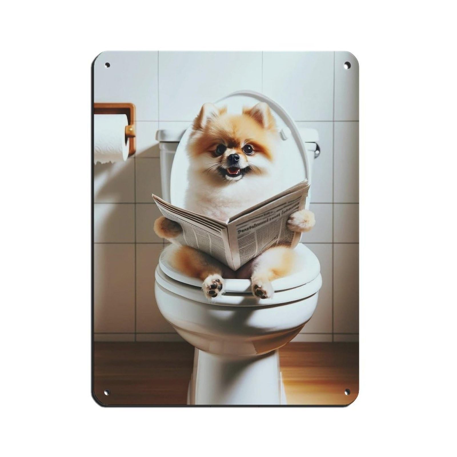 Lxwnze 30L X 40W Cm Pomeranian, Funny Bathroom Decor Retro Poster Metal Tin Sign Chic Art Retro Iron Painting Bar People Cave Cafe Family Garage Poster Wall Decoration 12X16inch(30X40cm)