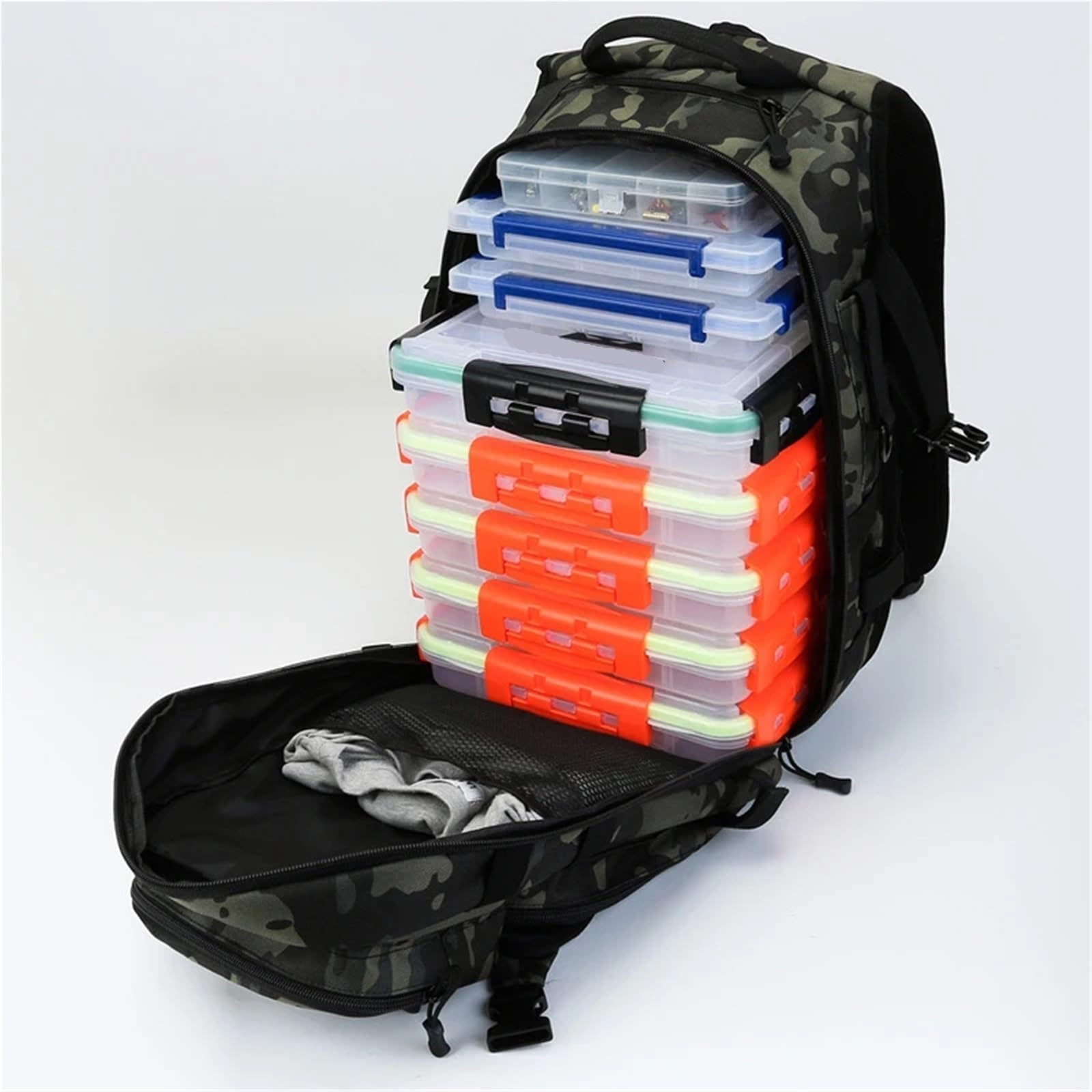 Sac De PêChe Hommes pêche leurre Canne boîte Sac Camping Escalade Sac à Dos Multi-Fonction Hommes Sacs pêche Sac à bandoulière(Black)