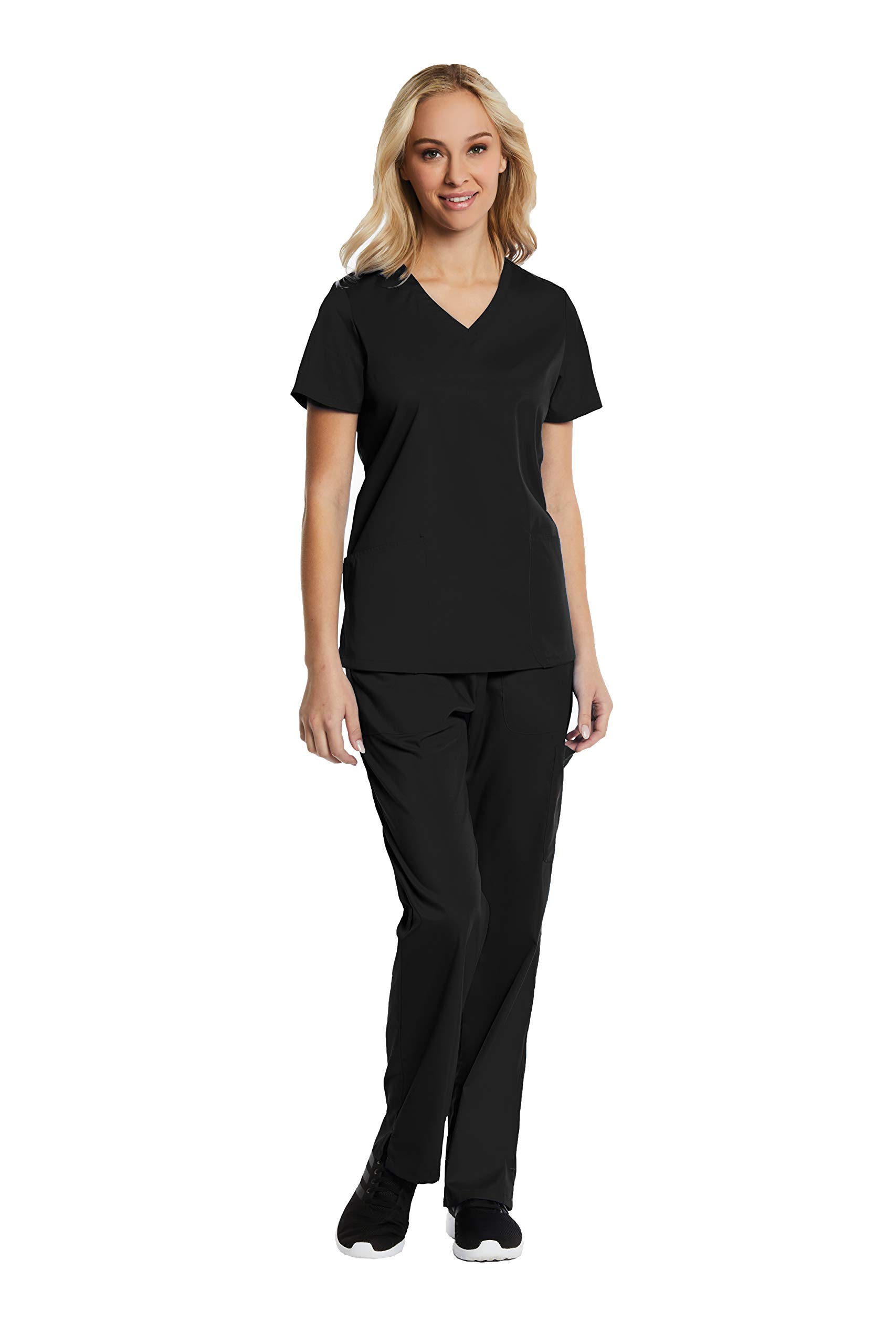 Scrubs for Women Set 6 Pocket 4-Way Stretch V-Neck and Semi-Tapered Pant Elements EL9925