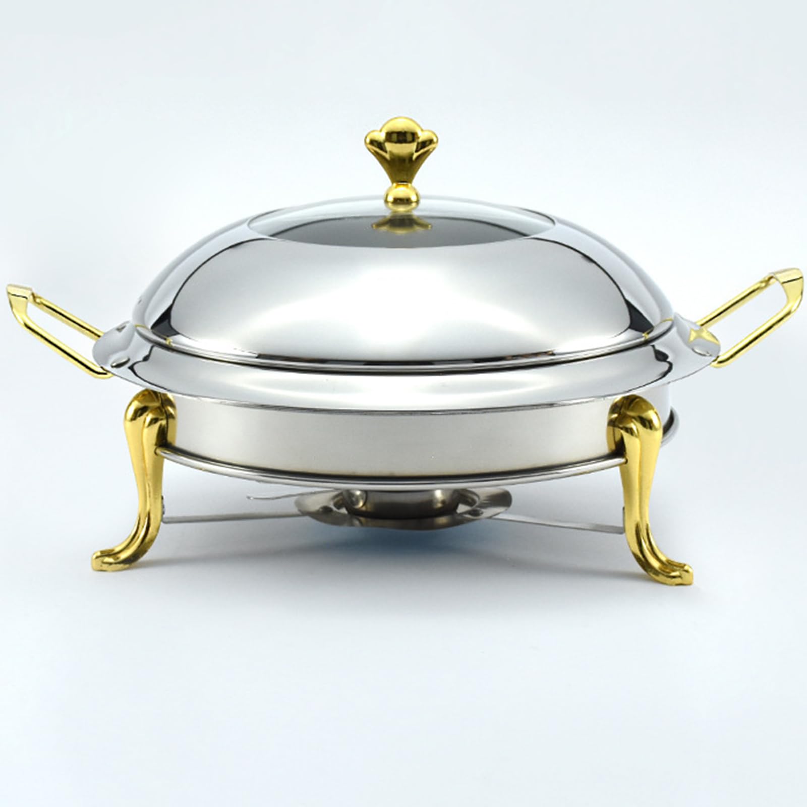 Juego de ollas Calientes para Calentar Buffet de Catering, Recipiente Calentador de Buffet de Acero Inoxidable y Olla de cocción Lenta, Bandeja calentadora de Buffet,(Size:22cm,Color:Oro)