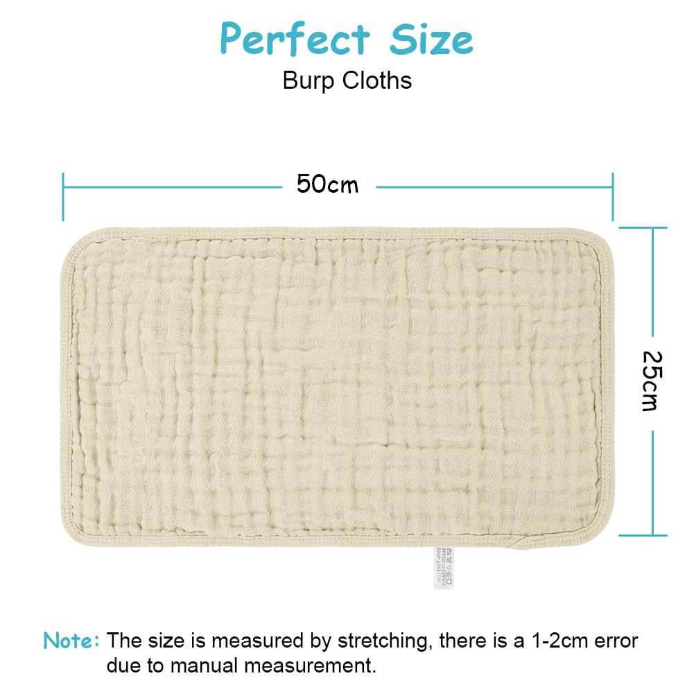 AYESY Muslin Squares Cloth for Baby 6pack 25cm x 50cm Muslin Burp Cloths 100% Cotton 6 Layers Extra Soft and Absorbent Baby Burp Cloth Set for Newborn Boys Girls - Image 2