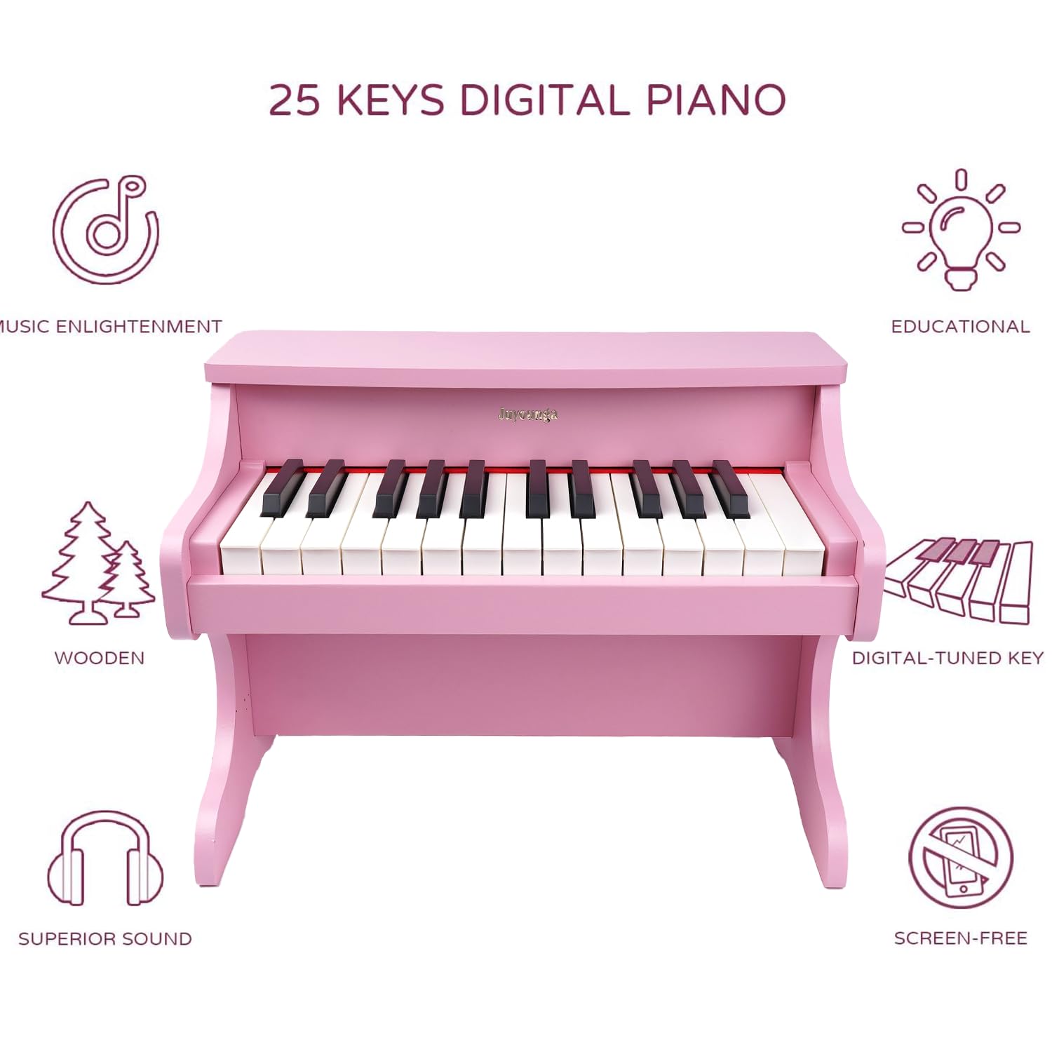 JUYOUNGA Kinder Klavier Tastatur Spielzeug - 25 Tasten Digitalpiano für Kinder, Mini Musik Lerninstrument Spielzeug, Holz Klavier für Kleinkinder Mädchen Jungen