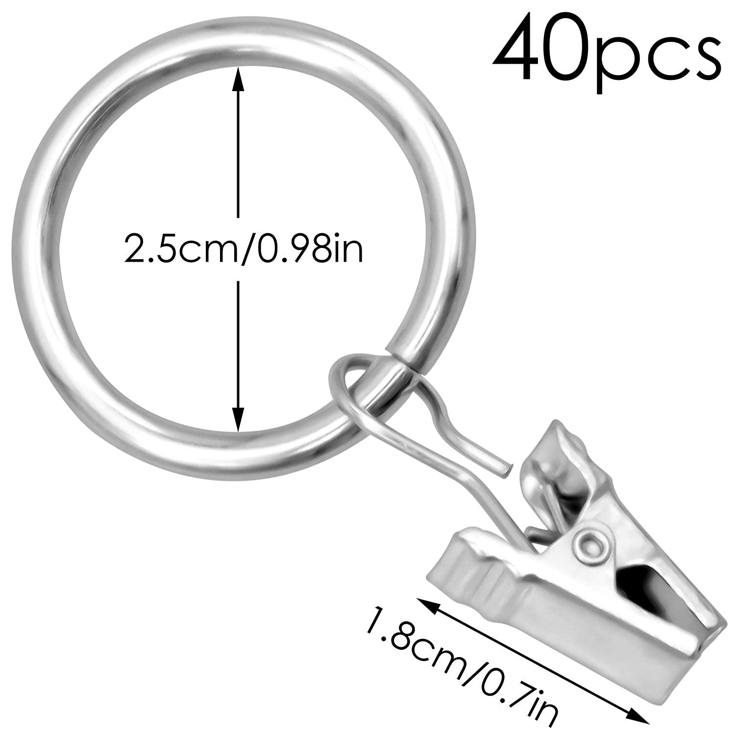 Vorhangclips Mit Ringen - 16-tlg Set In Mattsilber Für Gardinenstangen