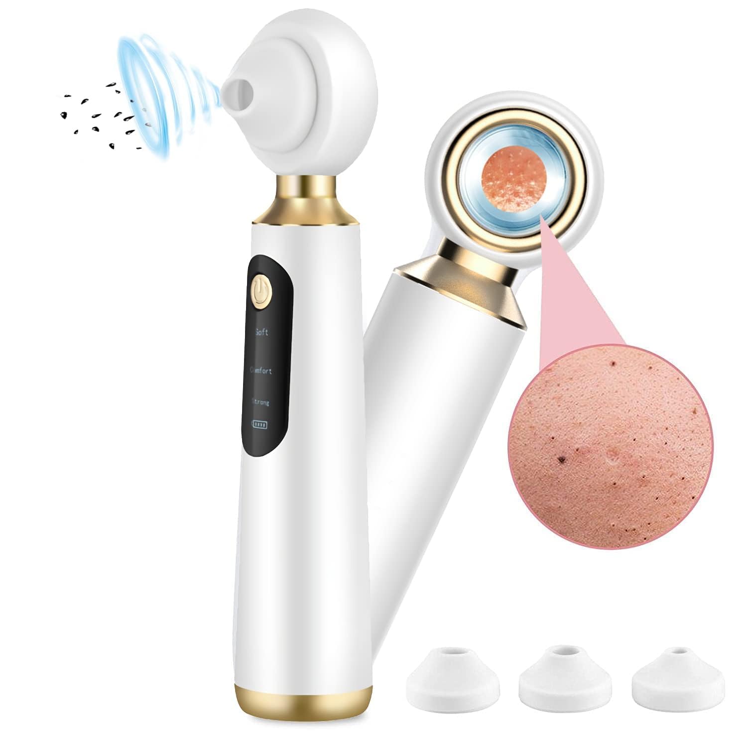 Blackhead Remover, Beautiful Skin Care Expert Acne Pore Cleaner Vacuum Blackhead Remover Kit Skin Cleanser, Pimple Removal Tool With LED 50X Magnifier, 3 In 1 Multi-Function Silicone Blackheads-picture-14