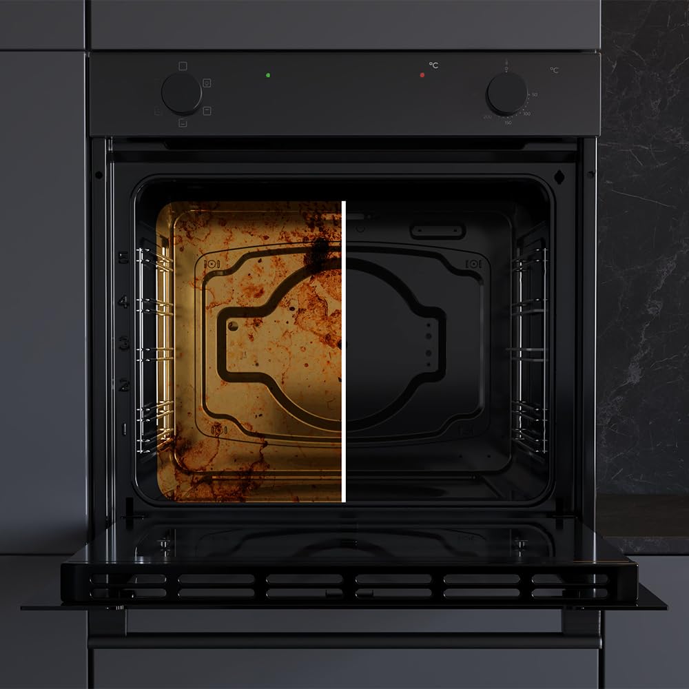 Cecotec Einbaubackofen Multifunktional Konventionell 80L Bolero Hexa C126400 Glass Black. 2800W, 5 Funktionen, Niedriger Verbrauch, Innenbeleuchtung, Steam Assist, Steam EasyClean, Kalte Tür 2 Gläsern