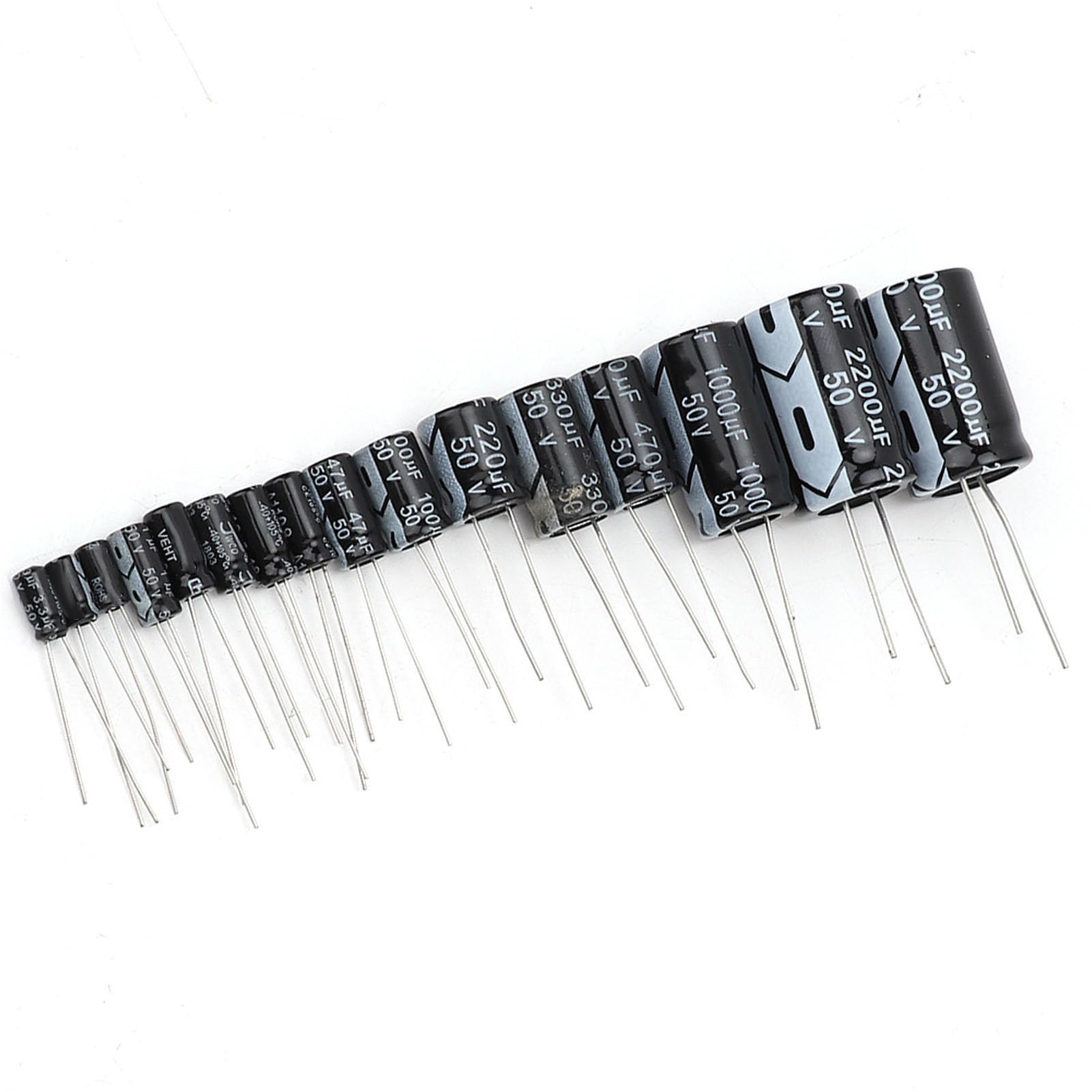 ALLECIN Condensator 220uF, 50 V, elektrolytische condensatoren, aluminium, 220 uF, 50 V, 10 x 13 mm, elektrolytische capaciteit 220 uF MFD 105 °C (verpakking van 15 stuks