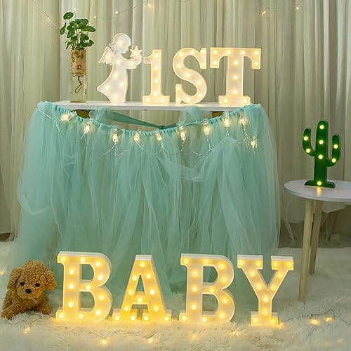 Miniatura 5 de 4 letras blancas cálidas con luz LED para bebé, perfecto para baby shower, cumpleaños, hogar, dormitorio, cuarto de bebé, decoración de pared