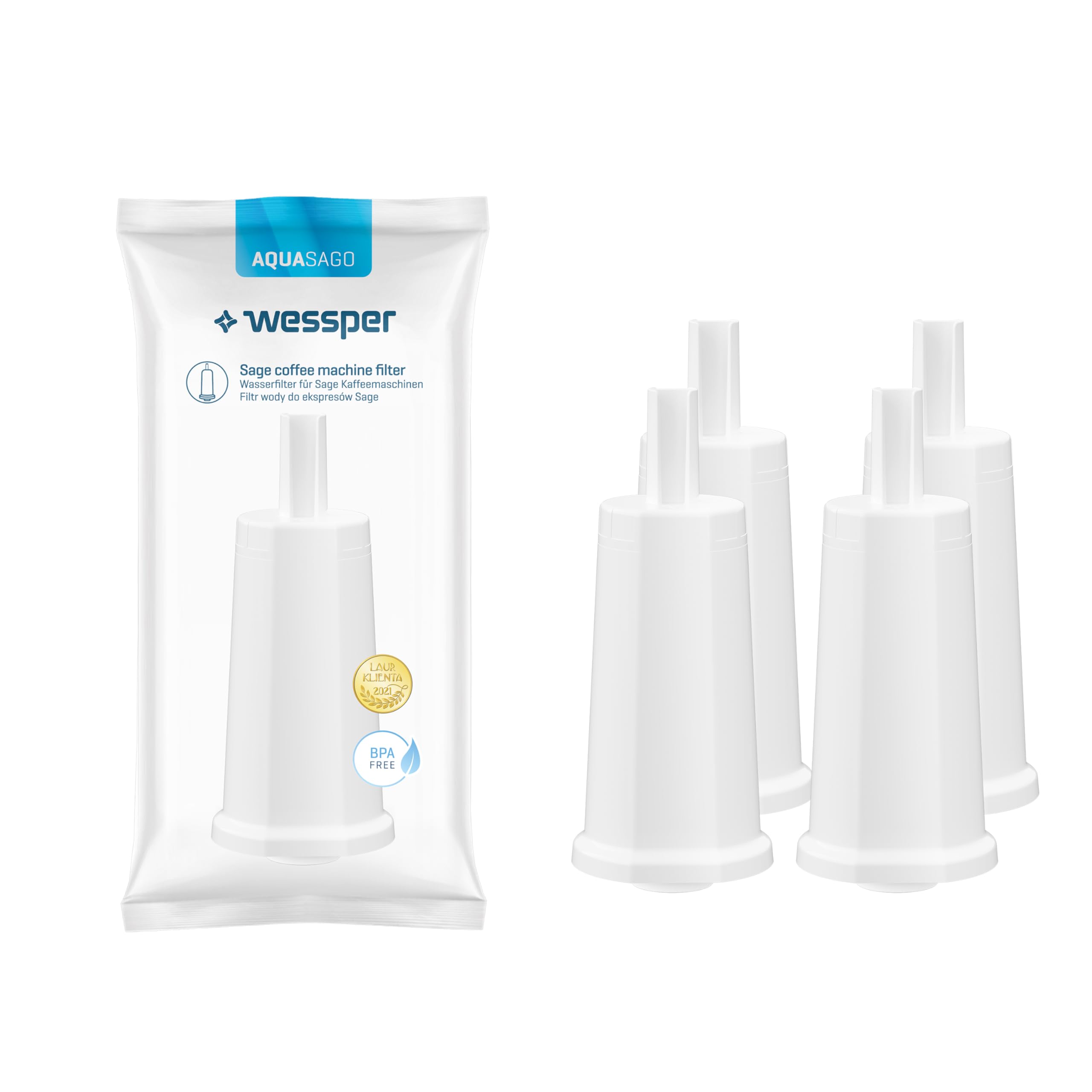 Water Filter Cartridges for Coffee Machines, Water Filter Coffee Machines, Filter Cartridges Compatible with Sage Barista Touch Express SES880, SES875 - Pack of 4