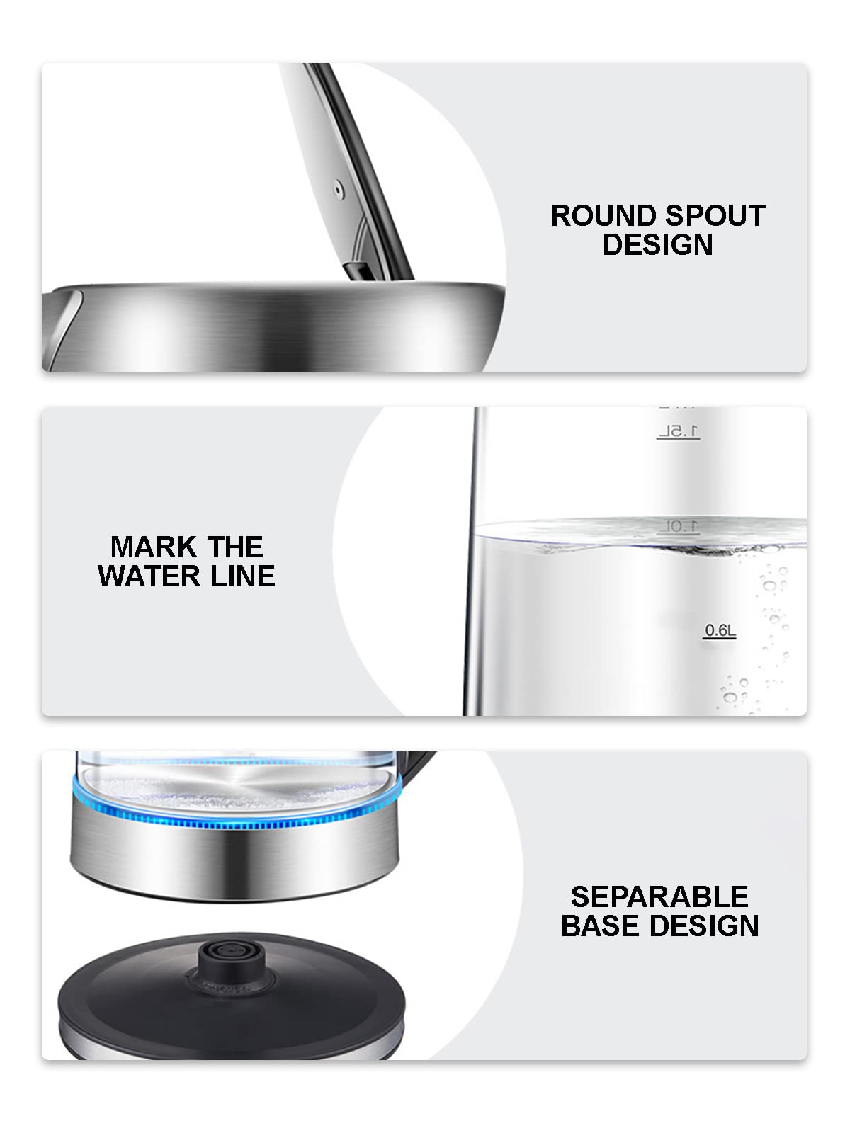 Hervidor Eléctrico, Indicador Led, Tecnología para Café, Té, Bebidas,Ua Caliente, Acero Inoxidable Apto para Uso Alimentario