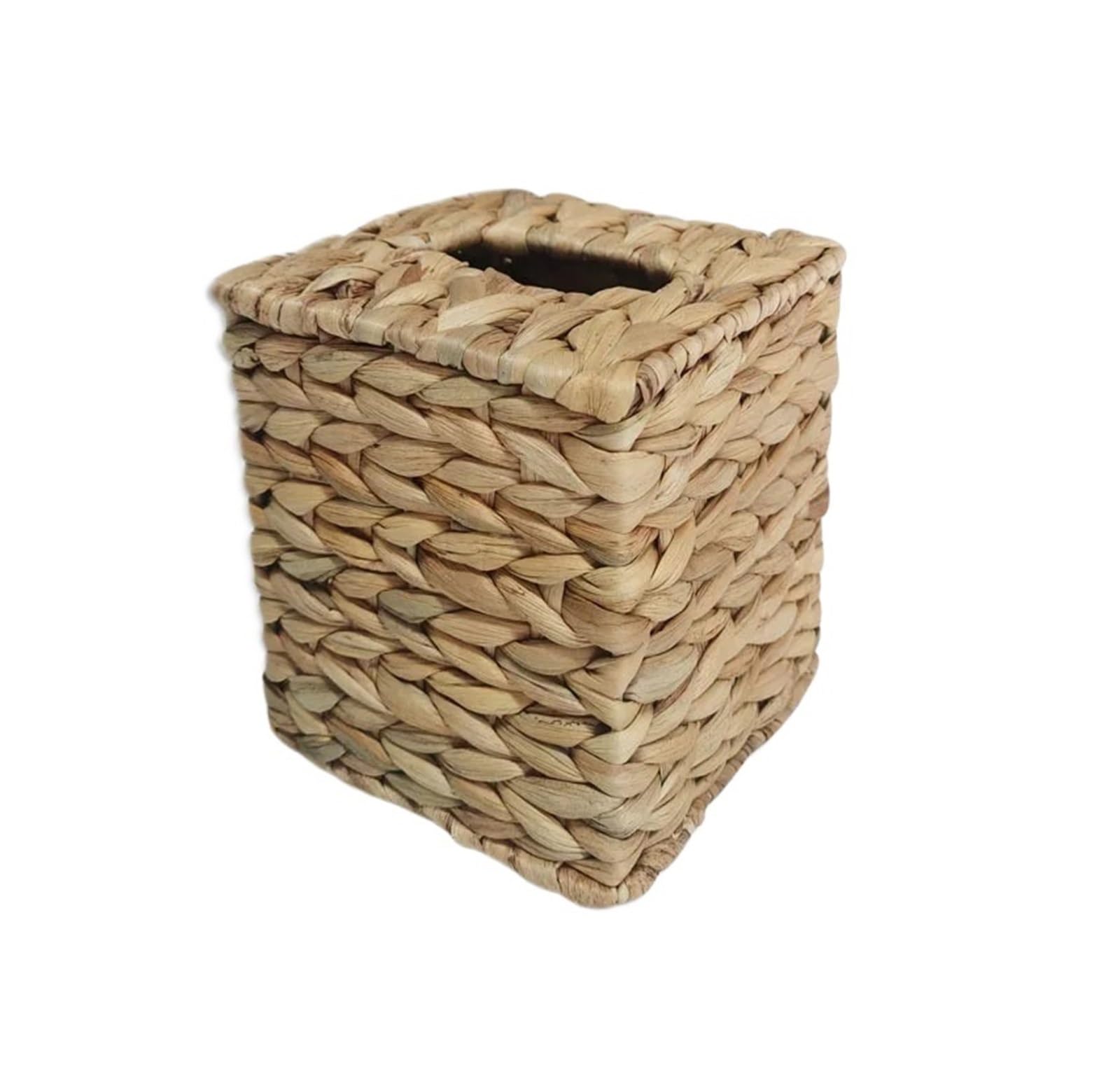 Rattan Tissue Box Cover Water Hyacinth Woven Tissue Box Rattan Lid Household Living Room Pumping Paper Sanitary Storage Organizer(Square)