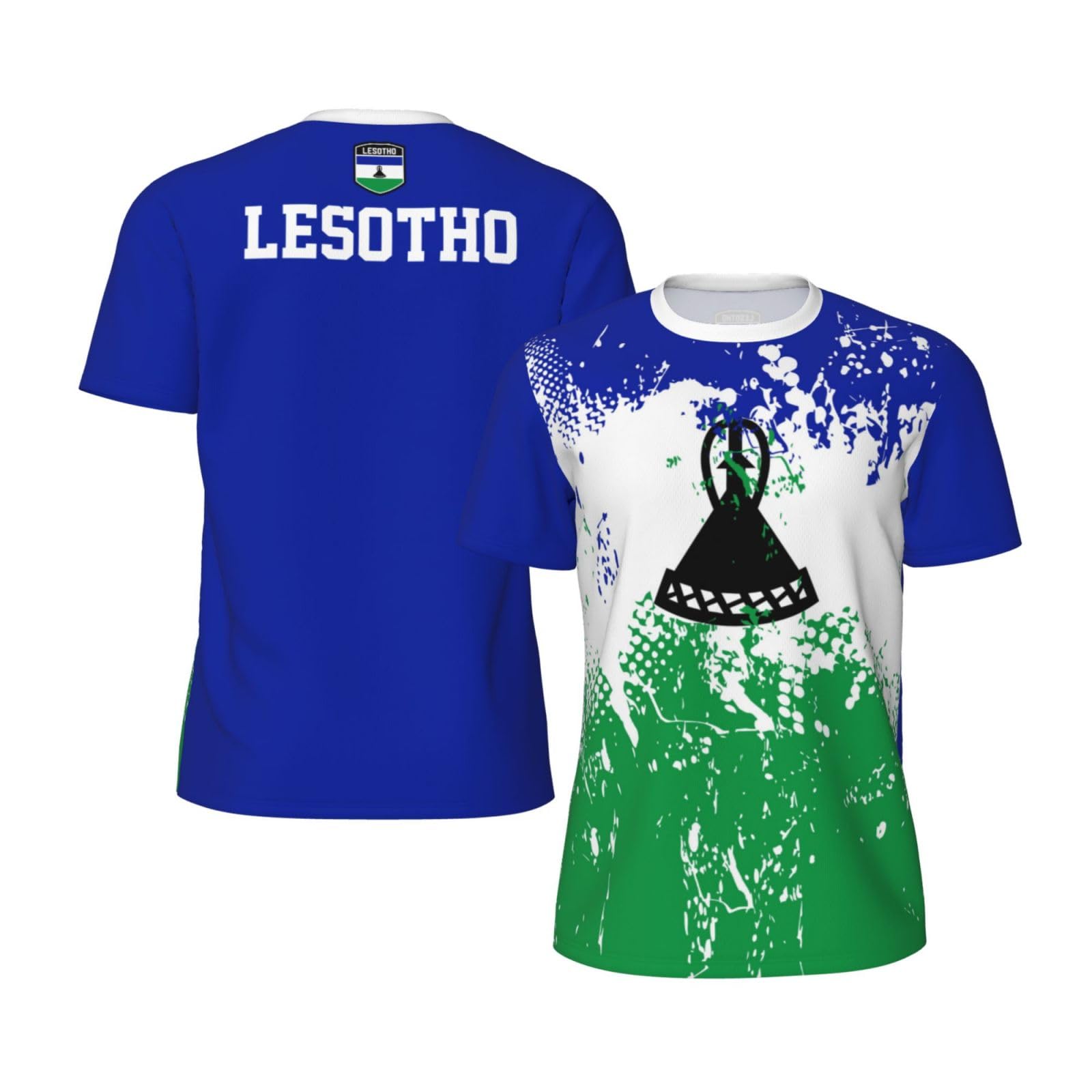 DABOYOZHZH Lesotho Flag Grain Sports Jersey T-Shirt 3D Print for Running Cycling Soccer Tennis Fitness Fans Mesh Shirts