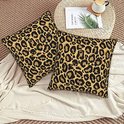 Fiokroo Leopard Throw Pillow Covers Set Of 2 Animal Skin Print Pillow Cushion Cases Square Pillowcases For Sofa Bedroom Living Room Car, 18 X 18 Inch #TOP4