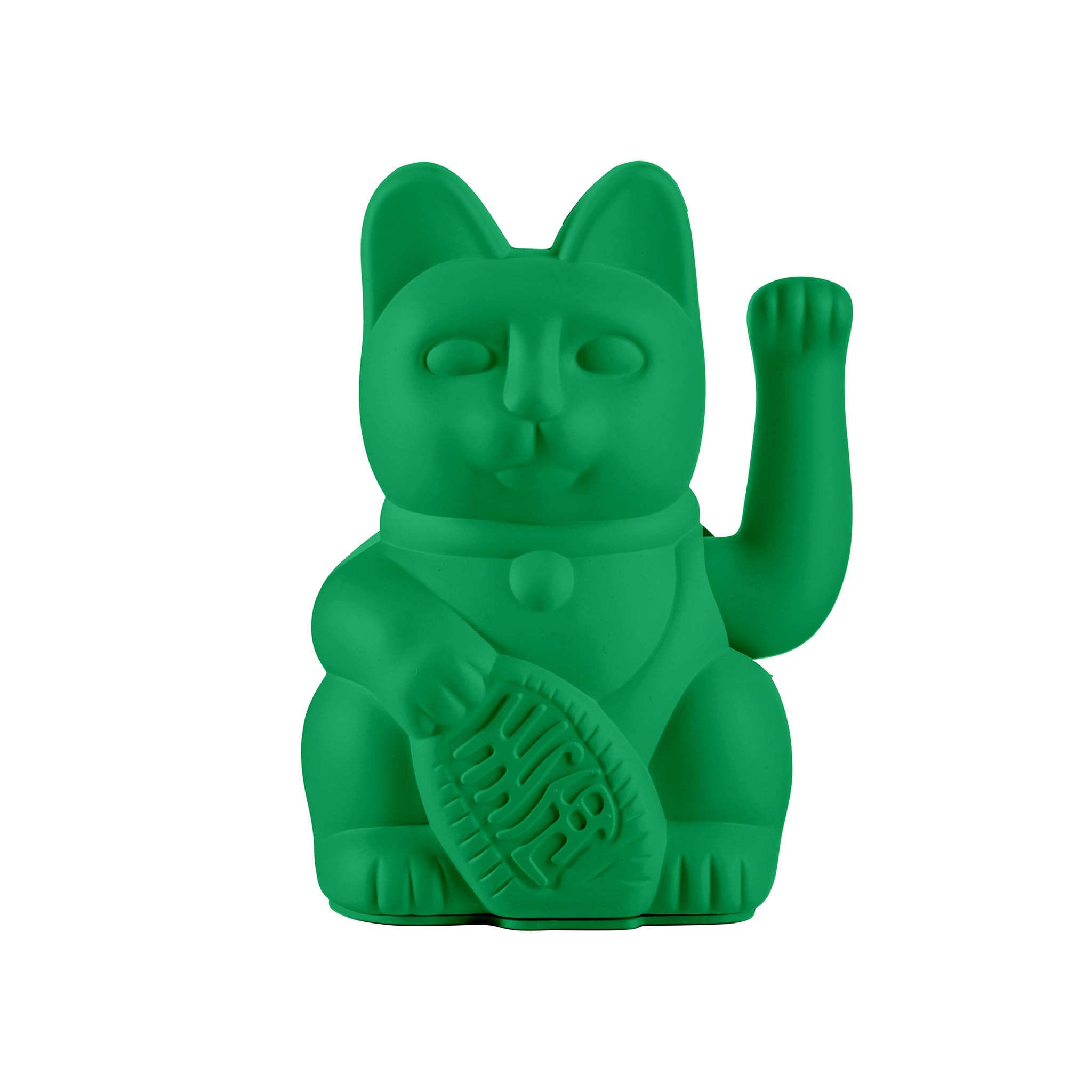 Donkey Green Lucky Cat Vivid - Maneki Neko Waving Cat In Intense 15 Cm Tall
