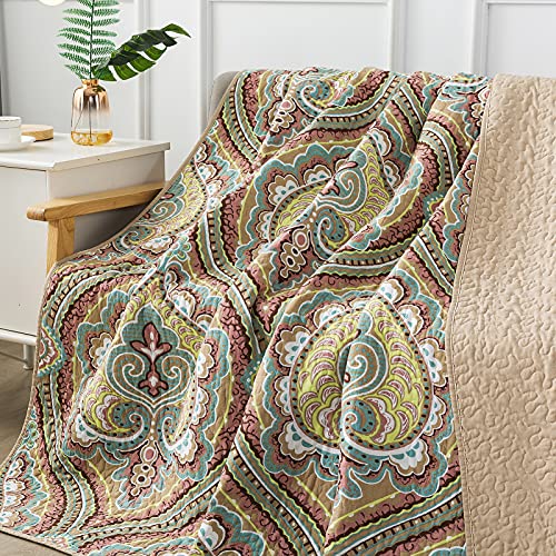Newlake Quilted Throw Blanket For Bed Couch Sofa, European Paisley Blossom, 60X78 Inch #TOP2