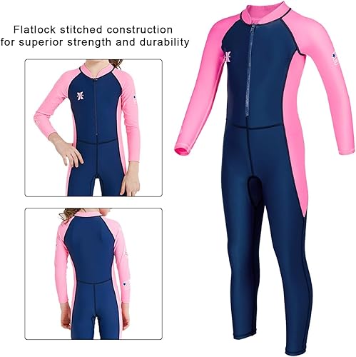 Miniatura 8 de Traje de baño de cuerpo completo de una pieza de manga larga para niños, traje de baño de protección solar para niños y niñas