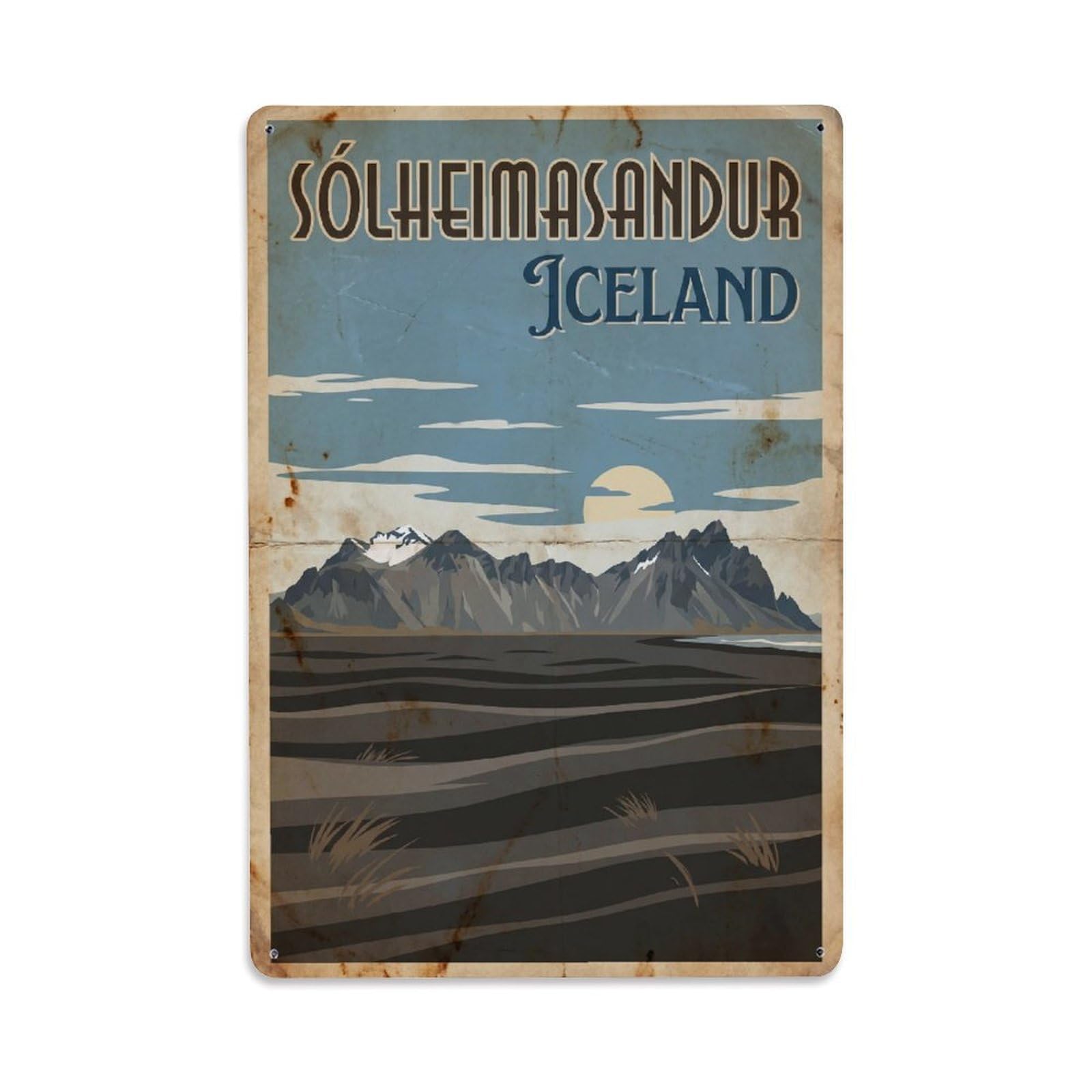 Este 8X12inch Style Vintage Travel Solheimasandur Iceland Plane Metal Tin Sign