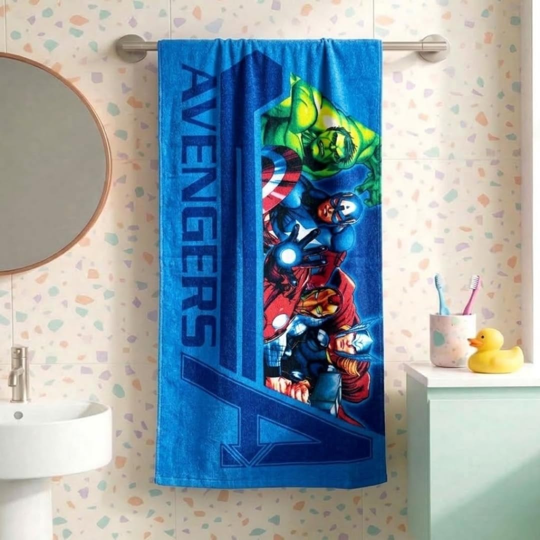 Athom Living Marvel Blue 350 GSM 100% Cotton Kids Bath Towel 60x120 cm
