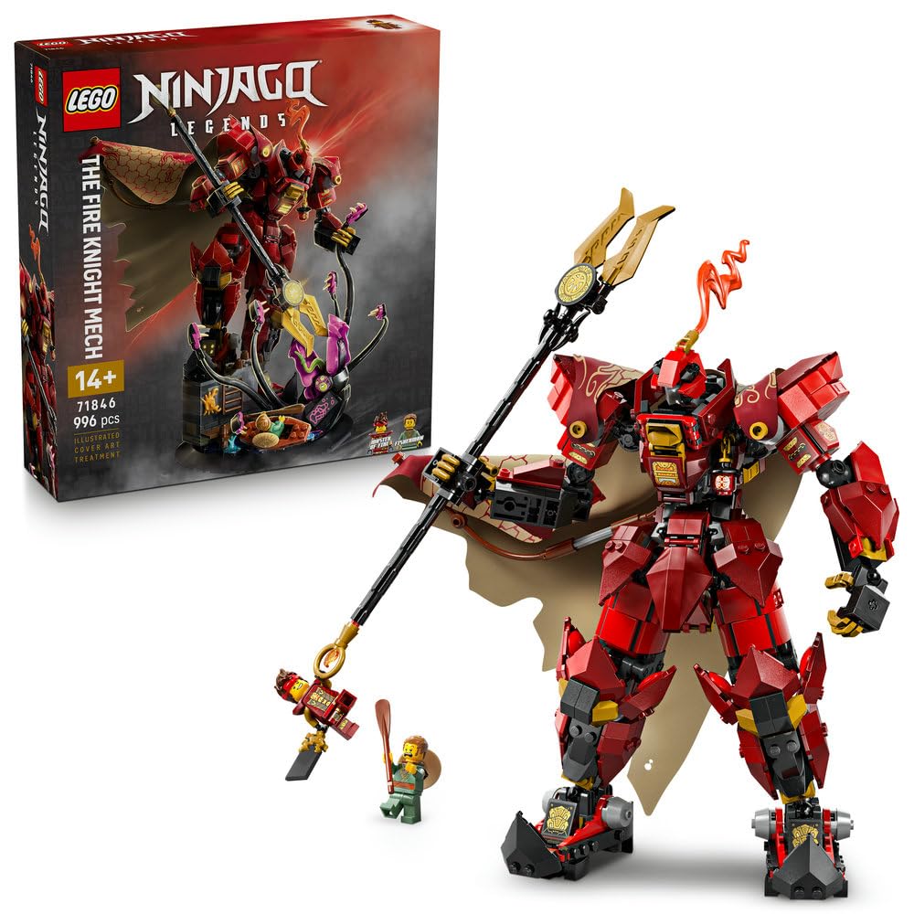 LEGO NINJAGO Mech ognistego rycerza 71846 | Duży mech ninja, model kolekcjonerski do ozdoby, prezent dla fana NINJAGO 14+, zestaw klocków konstrukcyjnych, 996 elementów