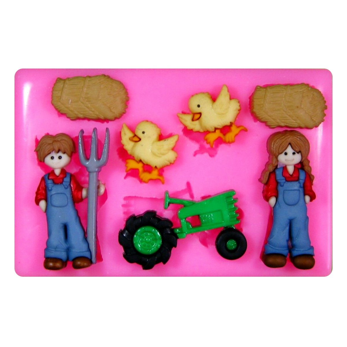 Down on the Farm Tractor Chickens Farmer Silicone Mould by Fairie Blessings