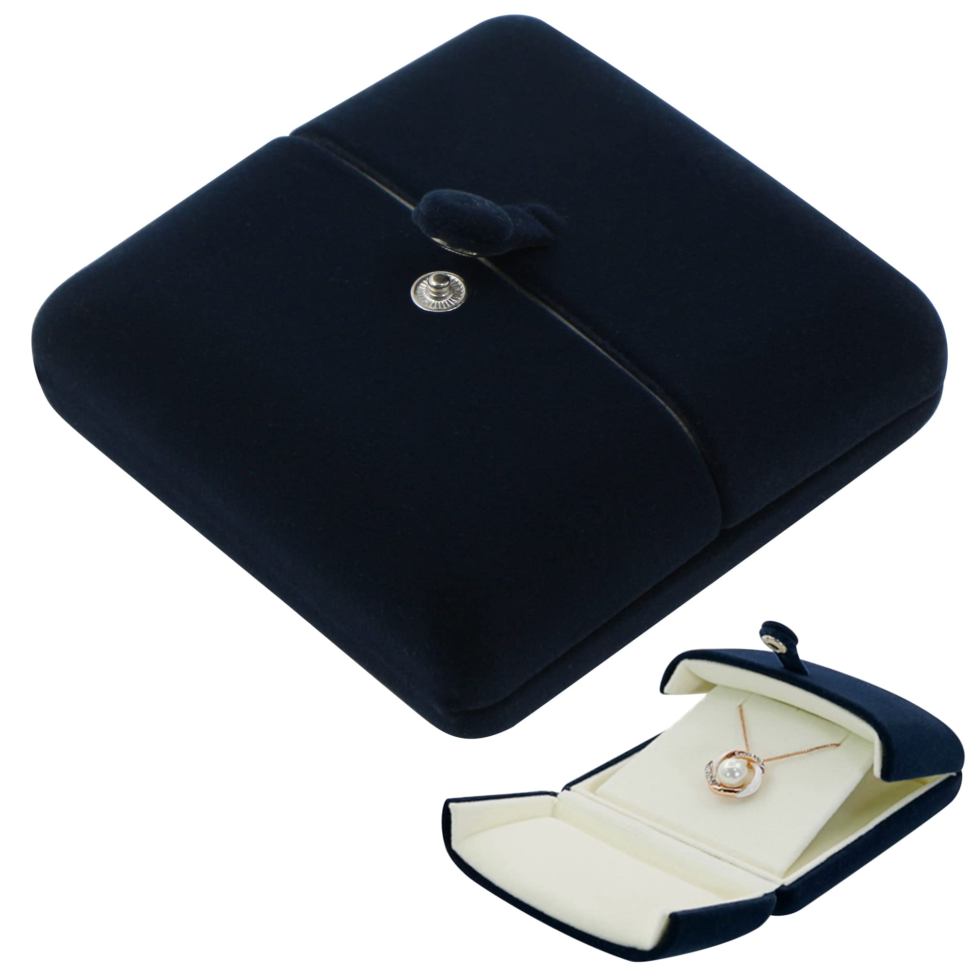 letuxaamz Necklace Box Jewellery Case Jewelry - Pendant Packaging Box Earrings Display Storage Gift Velvet for Wedding Flannel Rings Engagement Marriage Proposal Ring (Blue)