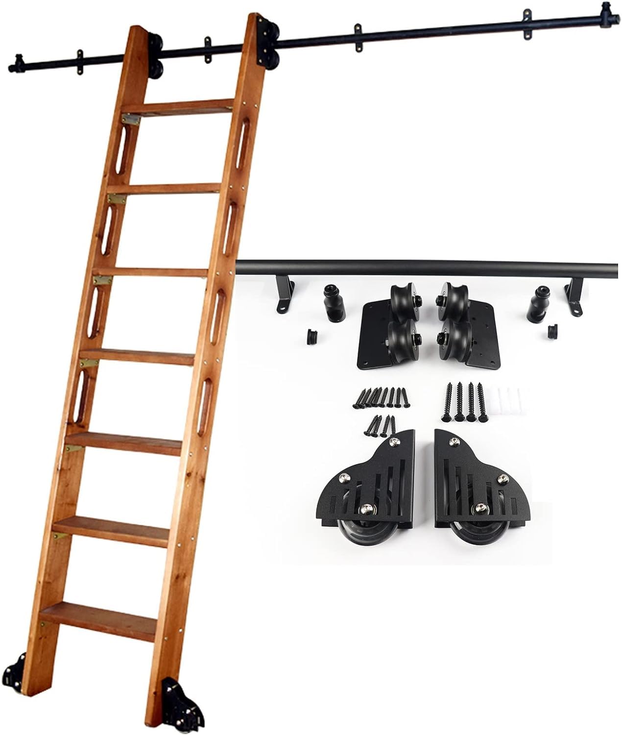Rail coulissant silencieux en kit de quincaillerie complet pour porte en bois