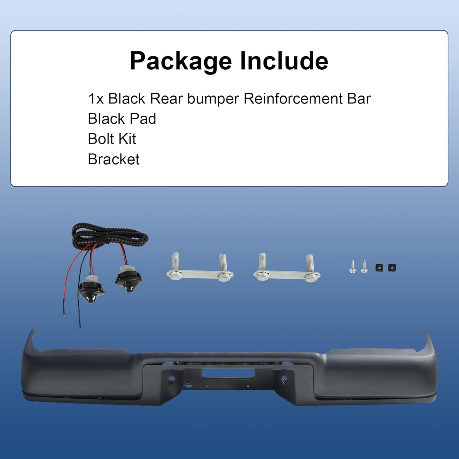 FO1103126 Black Rear Step Bumper Assembly Compatible for 2004 2005 2006 Ford F 150 F150 F-150 Pickup ‎without Parking Sensor Holes Steel Complete Back Bumpers