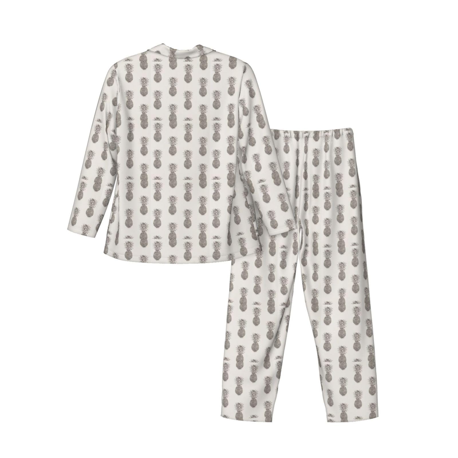 Bella stampa ananas da uomo a maniche lunghe pigiama set pigiameria due pezzi casa viaggio vestito pantaloni lounge