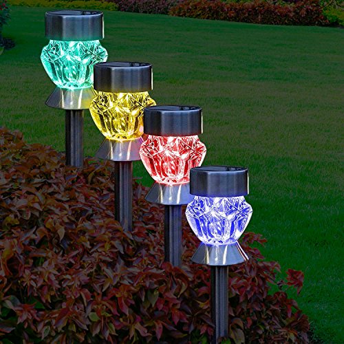 Solar Outdoor Lights 4 Color Changing LED Lamps for Landscape